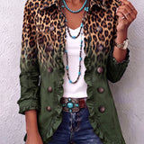 Elspeth | Leopard Ombre Ruffle Blazer Jacket